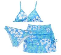 FEOYA Bathing Suits Girls 3 Piece Tops Underpants with Skirts Swimsuit Flower Print Summer Bikini Set Separates Swimwear Child Outfits for 14 Years