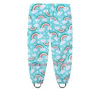 FEOYA Boys Girls Rain Trousers Cute Rainbow Print Elastic Waist Rain Pants Waterproof Lightweight Over Trouser 2-10T Unisex Kids Toddler Rainbow 9-10Years