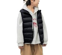 FEOYA Boys Girls Winter Puffer Vest Kids Lightweight Sleeveless Jacket Black 10-12Y