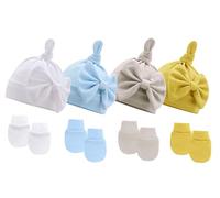 FEOYA Cotton Newborn Hospital Hat and Anti Scratch Mittens Set for 0-6 Months Bow tie Beanie Winter Soft Warm Equipment Boys Girls B2