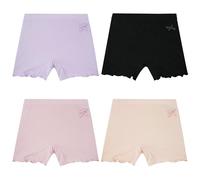 FEOYA Cycling Shorts Girls Kids 4 Pack Breathable Safety Playground PE Underwear Ruffle Underskirt Pants Casual Fashion Comfortable Stretchy Knickers Shorts for 11-12 Years