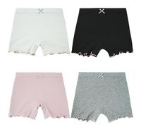 FEOYA Cycling Shorts Girls Kids 4 Pack Breathable Safety Playground PE Underwear Ruffle Underskirt Pants Casual Fashion Comfortable Stretchy Knickers Shorts for 5-6 Years