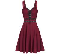 FEOYA Fairy Dress Woman Goth Clothes Rouge Punk Dress Vampire Plus Size Sexy Sleeveless Witchy Midi Dresses S