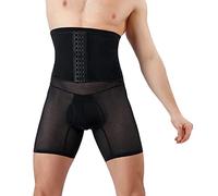 FEOYA Girdle Pants Men Body Shaper Pants Training Compression Shorts High Waist Abdomen Shaper Tighs Pants Underwear Slimming Shapewear Tummy Control Boxer Briefs Black L