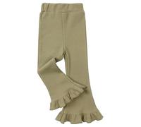 FEOYA Girls Ribbed Flared Leggings Cotton Ruffle Leggings Bell Bottoms Yoga Pants Casual High Waisted for Dance Workout Green 7-8 Years Tag 140
