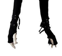 FEOYA Goth Fingerless Gloves Lace Up Punk Stretchy Arm Sleeves Party Costume Cosplay Accessory, Style-1, One Size