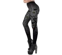 FEOYA Halloween Leggings for Women UK Ladies 3D Print Pumpkin Galaxy Mermaid Skull Spider Fish Scale Leggings Fancy Dress Stretch Tights Skinny Pencil Pants Trousers L