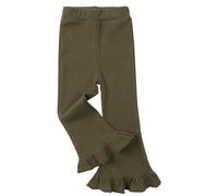 FEOYA Kids Baby Girls Leggings Ruffle Bell Bottoms Cotton Toddler Flare Pants Casual Stretchy High Waist Long Leggings Trousers Deep Green 6-7 Years Tag 130