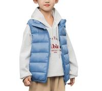 FEOYA Kids Boy Girl Winter Warm Puffer Vest Snow Vest Coat Thick Padded Zip-up Outerwear Blue 10-12Y