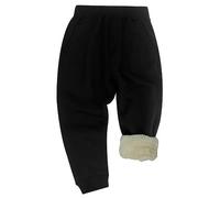 FEOYA Kids Girls Boys Fleece Jogging Trouser Sweatpants Warm Winter Childrens School Play Tracksuit Classic Bottom Soft Jog Pants Black 9-10 Years