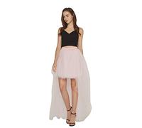 FEOYA Ladies Swallowtail Skirt High Low Skirt Short Front Long Back Wedding Dress Irregular Steampunk Underskirt Pink Floor Length
