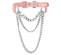 FEOYA Leather Choker Collar For Women Handmade Adjustable Triple-Layer Slip Chain Punk Gothic Chain Collar Necklace, Leather, No Gemstone