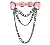 FEOYA Leather Choker Collar For Women Handmade Adjustable Triple-Layer Slip Chain Punk Gothic Chain Collar Necklace, Leather, No Gemstone