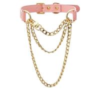 FEOYA Leather Choker Collar For Women Handmade Adjustable Triple-Layer Slip Chain Punk Gothic Chain Collar Necklace, Leather, No Gemstone