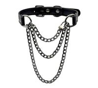FEOYA Leather Choker Collar For Women Handmade Adjustable Triple-Layer Slip Chain Punk Gothic Chain Collar Necklace, Leather, No Gemstone