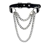 FEOYA Leather Choker Collar For Women Handmade Adjustable Triple-Layer Slip Chain Punk Gothic Chain Collar Necklace, Leather, No Gemstone