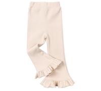 FEOYA Little Girls Ruffle Leggings Tulle Bell Bottoms Flare Pants Trousers for Kid Solid Color Full Length Elastic Soft Running Stretchy Pants White 4-5 Years Tag 120