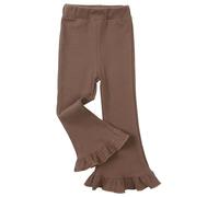 FEOYA Little Girls Ruffle Leggings Tulle Bell Bottoms Flare Pants Trousers for Kid Solid Color Full Length Elastic Soft Running Stretchy Pants Brown 4-5 Years Tag 120