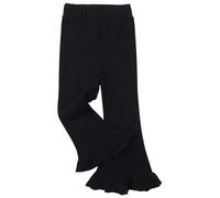 FEOYA Little Girls Ruffle Leggings Tulle Bell Bottoms Flare Pants Trousers for Kid Solid Color Full Length Elastic Soft Running Stretchy Pants Black 1-2 Years Tag 90