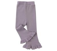 FEOYA Little Girls Ruffle Leggings Tulle Bell Bottoms Flare Pants Trousers for Kid Solid Color Full Length Elastic Soft Running Stretchy Pants Purple 4-5 Years Tag 120