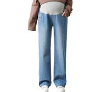 FEOYA Maternity Jeans for Women Over Belly Denim Pants Stretchy Pregnancy Trousers High Waist Loose Clothing with Pockets