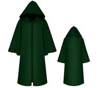 FEOYA Men Renaissance Medieval Hooded Cloak Dress Vintage Gothic Robe Halloween Cosplay Costume L
