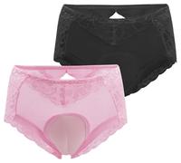 FEOYA Men Sexy Lace Underwear Sissy Pouch Panties See Through Transparent Lingerie Briefs Pantie Pack of 2 A2 L