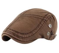 FEOYA Men's Flat Peak Caps Cotton Duckbill Berets Gatsby Newsboy Cap Irish Cabbie Ivy Caps Unisex Peaked Flat Bill Berets Twill Vintage Beret Adjustable Driving Hunting Hats 01 Coffee