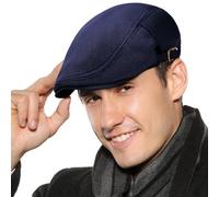 FEOYA Mens Flat Peak Caps DuckBill Beret Flat Cap for Men UK Gatsby Newsboy Caps Irish Cabbie Ivy Cap Unisex Peaked Flat Bill Berets Vintage Painter Twill Hat Adjustable Driving Hunting Hats Navy Blue