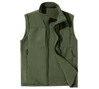 FEOYA Men's Fleece Gilet Zipper Lightweight Reversible Body Warmer Windproof Lightweight Vest Sleeveless Jacket Outerwear Waistcoat with Multiple Pockets Army Green L