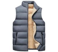 FEOYA Men's Fleece-Lined Gilet Winter Bodywarmer Full Zip Sleeveless Jacket Casual Stand Collar Vest Coats Outwear D2 3XL