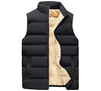 FEOYA Men's Fleece-Lined Gilet Winter Bodywarmer Full Zip Sleeveless Jacket Casual Stand Collar Vest Coats Outwear D1 3XL