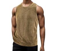 FEOYA Mens Shiny Sequin Tank Tops Soft Sleeveless Slim Fit Summer Undershirt Sparkle Vests Glitter Gym Training Tank Tops Breathable Undershirts for Workout Running Sports Gold L