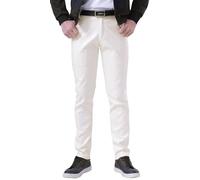 FEOYA Men's Slim Fit Leather Trousers Stretch Elastic Faux PU Pencil Pants Wet Look Straight Leg Trousers for Motocycle Biker Dance Bar Nightclub Stage Show Cosplay Mid Waist Summer Spring White 35