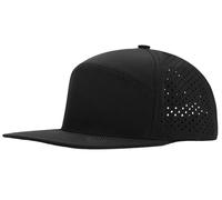 FEOYA Men's Snapback Cap Women's Mesh Baseball Caps Waterproof Flat Brim Peak Caps for Men Women UK Adjustable Trucker Cap Unisex Strapback Cap 5 Panel Hat Breathable Outdoor Sports Running Cap Black
