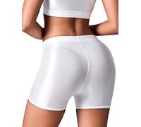 FEOYA Oil Glossy Shorts Women's Dance Booty Shorts Stretch High Waist Bottom Shiny Rave Booty Shorts Shiny Rave Bottoms Oil Glossy Gym Hot Pants Carnival Shorts White