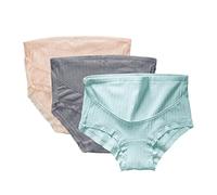 FEOYA Over Bump Maternity Underwear Cotton Plus Size Pregnancy Panties High Waist Postpartum Support Briefs (L-5XL, 3 Pack), Naked + Gray + Blue Haze, 5X-Large