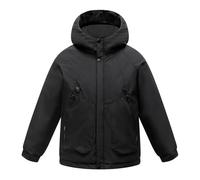 FEOYA Rain Coat for Teenage Boys Waterproof Jacket with Hood Thick Warm Coats Kids Outdoor Softshell Windbreaker Autumn Winter Ski Outerwear Black 13-14 Years