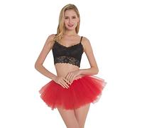 FEOYA Red Tutu Skirts for Women Mini Tutu Ballet Skirts 80s Fancy Dress Costumes for Women Tulle Skirt Short Petticoat Underskirt 1950s Mini Skirt Carnival
