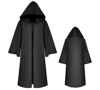 FEOYA Renaissance Hooded Cape Medieval Cloak for Men Women Vintage Robe Renaissance Festival Halloween Costume M