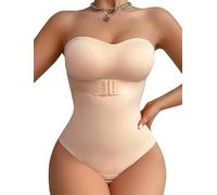 FEOYA Strapless Shapewear Bodysuit for Women Tummy Control Seamless Push Up Shaping Bodysuit Strapless Bandeau Shapewear Bodysuit Body Shaper Thong with Removable Pads And Straps