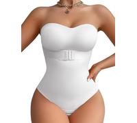 FEOYA Strapless Shapewear Bodysuit for Women Tummy Control Seamless Push Up Shaping Bodysuit Strapless Bandeau Shapewear Bodysuit Body Shaper Thong with Removable Pads And Straps