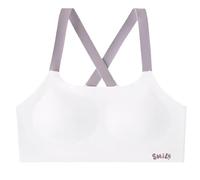 FEOYA Teenage Girls Sports Bra Seamless Training Bra Racerback Crop Top Young Girls First Comfortable Lightweight Bra Soft Cup Underwear for 10-12 Years White