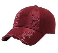 FEOYA Unisex Distressed Baseball Caps Vintage Washed Cotton Soft Hat Adjustable for Men Womens Outdoor Travel Wine Red