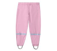 FEOYA Unisex Kids Cargo Trousers Casual Loose Easy to Clean Rain Pants Dry Suit Elastic Ankle Strap for Girls Boys Outdoor School Garden Play Pink 2-3Years