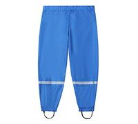 FEOYA Unisex Kids Rain Overtrouser Multicolored Pure Color Rain Bottom Pants Garden Mud Pants with Elastic Ankle Strap Reflective Strips Blue 4-5Years