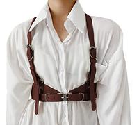 FEOYA Women Punk Waist Belt Girls Harness Belt Adjustable Elastic Goth Body Vest Belt for Parties Dating Daily Brown Size M