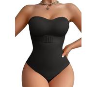 FEOYA Women Shapewear Bodysuit Tummy Control Seamless Shaping Body Shaper Thong with Removable Pads And Straps Womens Strapless Shapewear Bodysuit Bandeau Bodysuit Top Black M