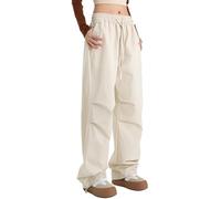 FEOYA Women's Cargo Trousers Waterproof Lightweight Walking Hiking Convertible Trousers Baggy Y2K Pants Outdoor Streetwear Safari Beige S