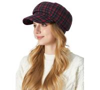 FEOYA Womens Coco Tweed Newsboy Caps Vintage Beret Painter Hat Visor Baker Boy Gatsby Cabbie Hat Classic Autumn Spring Winter Red